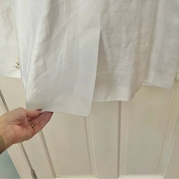 NWOT Tailored Seaming Linen Blazer in 100% Linen White 12 Office Professional - Picture 14 of 16
